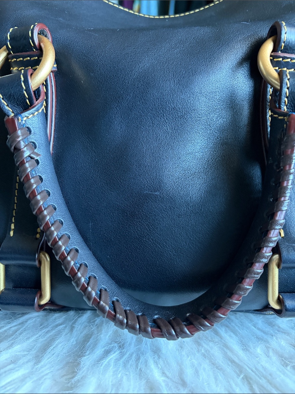 Dooney & Bourke Florentine Satchel- Navy - Picture 12 of 14